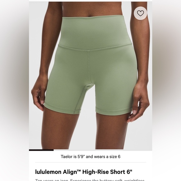 NWT Lululemon Align High Rise Bike Short 6” Sz 14 Desert Green - Picture 4 of 4